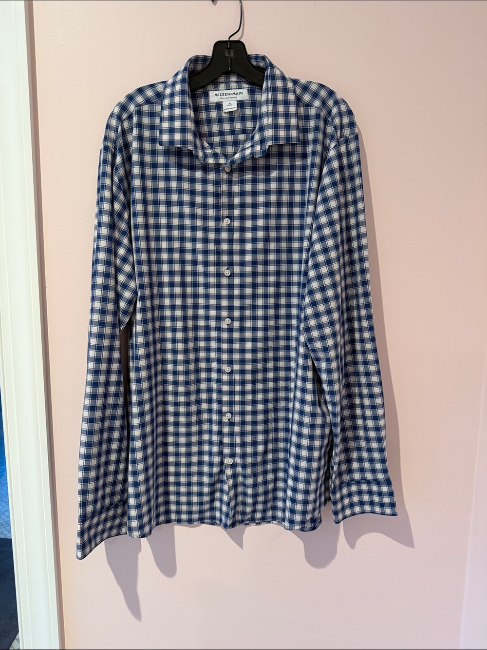 Mizzen+Main Blue and White Gingham Button-Down Shirt